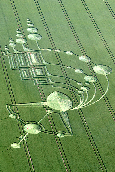 Below Milk Hill (3), Wiltshire crop circle, aerial photo 12