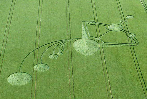 Below Milk Hill (3), Wiltshire crop circle, aerial photo 3