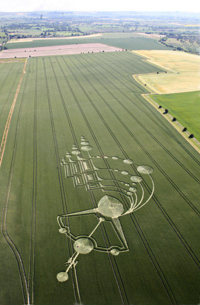 Below Milk Hill (3), Wiltshire crop circle, aerial photo 14