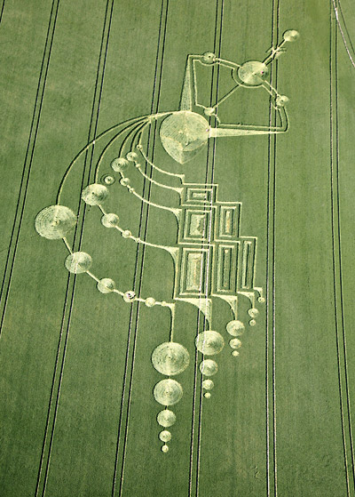 Below Milk Hill (3), Wiltshire crop circle, aerial photo 13