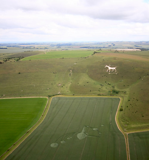 Below Milk Hill (3), Wiltshire crop circle, aerial photo 5