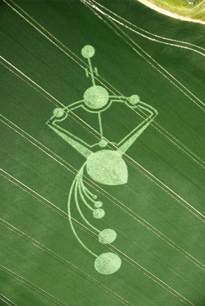 Below Milk Hill (3), Wiltshire crop circle, aerial photo 6