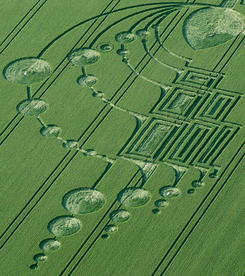 Below Milk Hill (3), Wiltshire crop circle, aerial photo 8