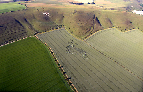 Below Milk Hill (3), Wiltshire crop circle, aerial photo 11