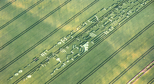 Below Milk Hill (3), Wiltshire crop circle, aerial photo 18