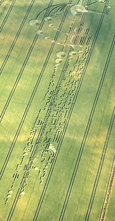 Below Milk Hill (3), Wiltshire crop circle, aerial photo 19