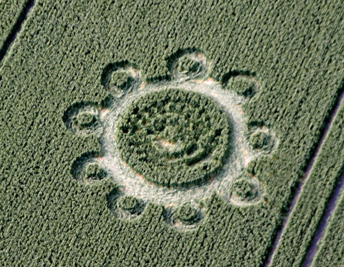 Below Milk Hill (3), Wiltshire crop circle, aerial photo 32