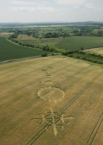 Milk Hill (5), Wiltshire crop circle, aerial photo 4