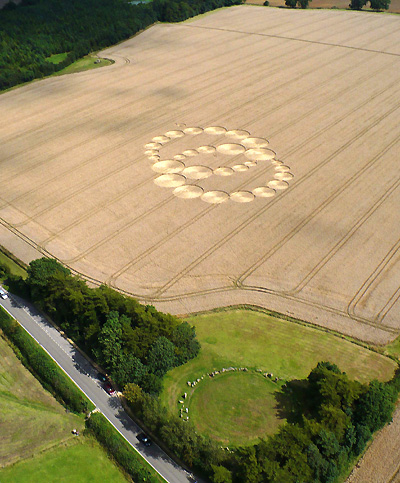 Rollright Stone Circle, Oxfordshire crop circle, aerial photo 5