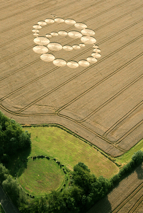 Rollright Stone Circle, Oxfordshire crop circle, aerial photo 2