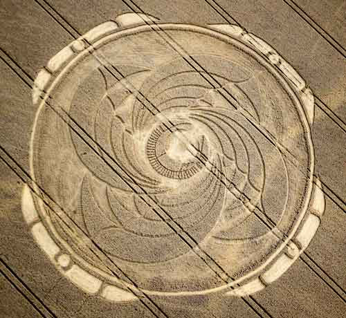 Tawsmead Copse, Wiltshire crop circle, aerial photo 2