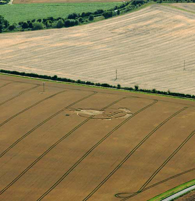 Milk Hill (6), Wiltshire crop circle, aerial photo 9