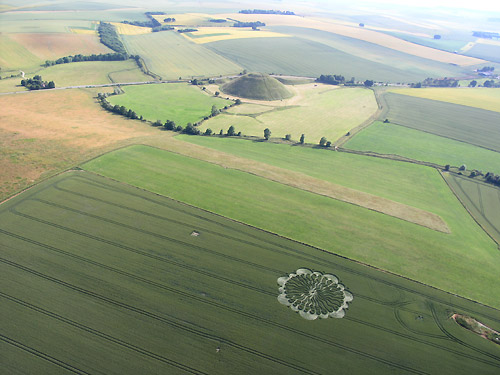 Waden Hill (2), Wiltshire crop circle, aerial photo 3