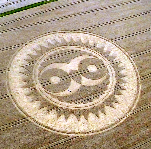 Crop Circle atWoodborough Hill, Wiltshire crop circle, aerial photo 7