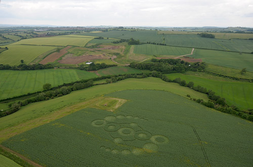 Stoney Littleton Long Barrow, Somerset crop circle, aerial photo 65