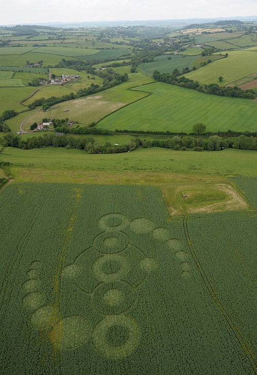 Stoney Littleton Long Barrow, Somerset crop circle, aerial photo 8