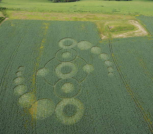 Stoney Littleton Long Barrow, Somerset crop circle, aerial photo 2