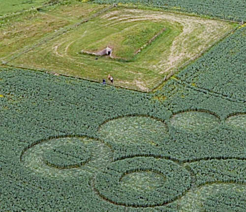 Stoney Littleton Long Barrow, Somerset crop circle, aerial photo 3