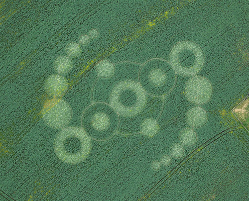 Stoney Littleton Long Barrow, Somerset crop circle, aerial photo 48