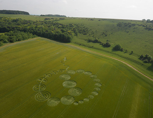 Walbury Hill, Berkshire crop circle, aerial photo 33