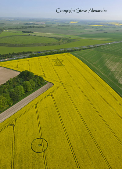 Yarnbury Castle, Wiltshire crop circle, aerial photo 3