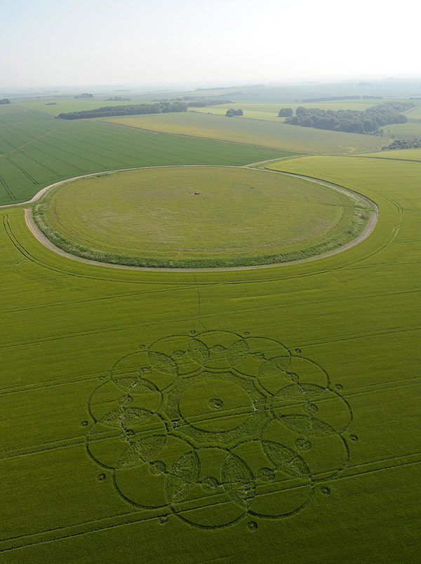 Codford St Peter, Wiltshire crop circle, aerial photo 45