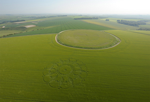 Codford St Peter, Wiltshire crop circle, aerial photo 24