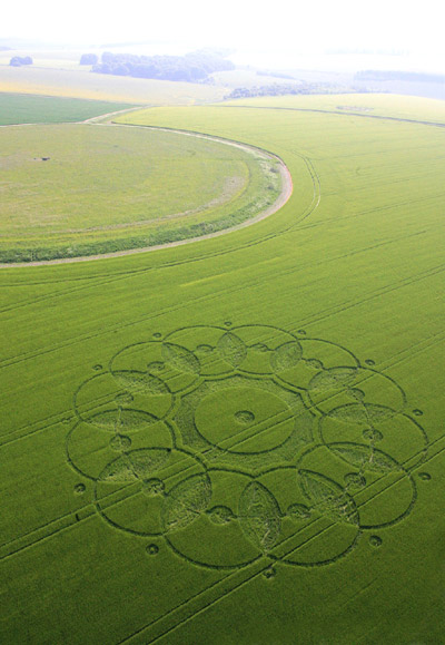 Codford St Peter, Wiltshire crop circle, aerial photo 2