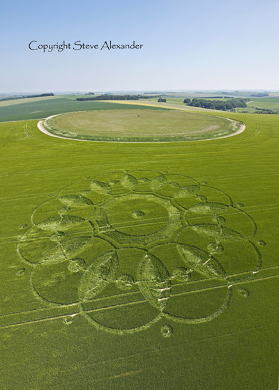 Codford St Peter, Wiltshire crop circle, aerial photo 3