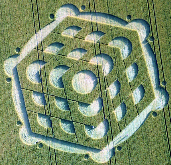 Danebury Hill, Hampshire crop circle, aerial photo 4