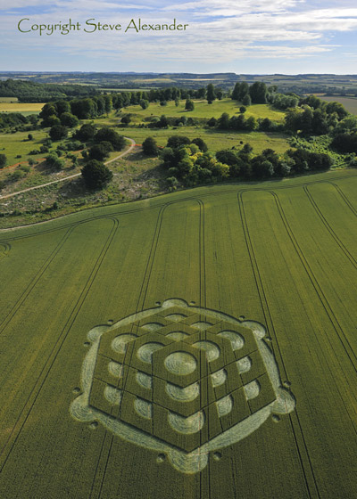 Danebury Hill, Hampshire crop circle, aerial photo 3