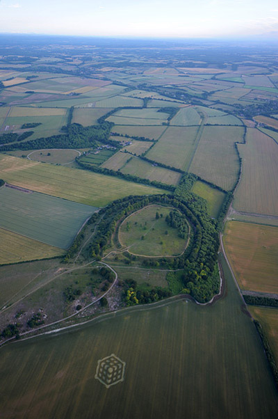 Danebury Hill, Hampshire crop circle, aerial photo 7