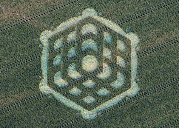 Danebury Hill, Hampshire crop circle, aerial photo 5