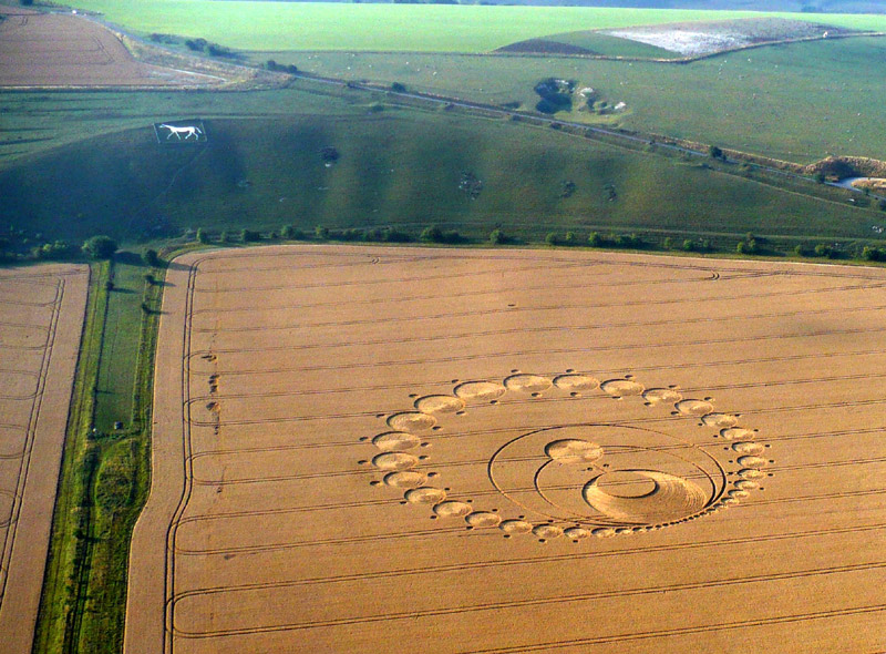 Pewsey White Horse, Wiltshire crop circle, aerial photo 3