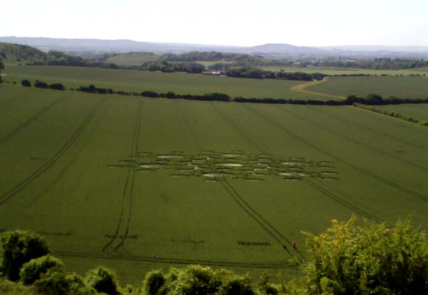 White Sleet Hill, Wiltshire crop circle, aerial photo 51