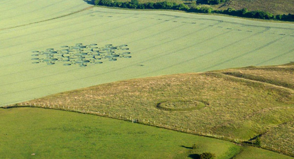 White Sleet Hill, Wiltshire crop circle, aerial photo 14
