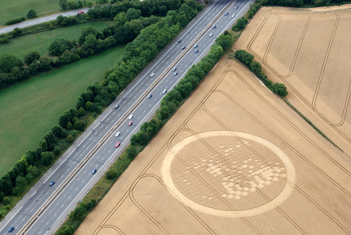 Wickham Green (North of M4), Berkshire crop circle, aerial photo 2
