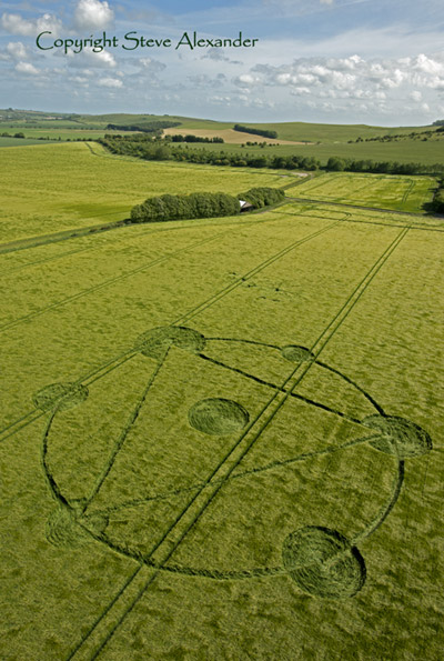 Burderop Down, Wiltshire crop circle, aerial photo 6