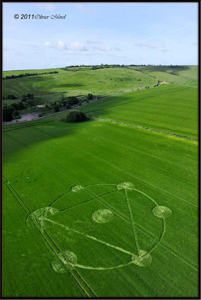 Burderop Down, Wiltshire crop circle, aerial photo 8