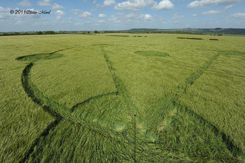 Burderop Down, Wiltshire crop circle, aerial photo 30