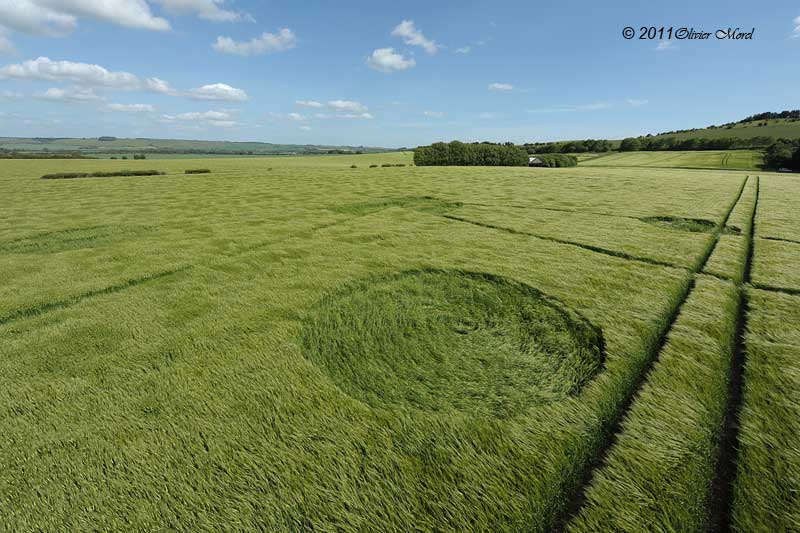 Burderop Down, Wiltshire crop circle, aerial photo 31