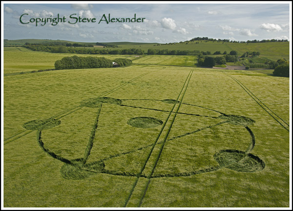 Burderop Down, Wiltshire crop circle, aerial photo 5