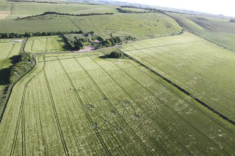 Burderop Down, Wiltshire crop circle, aerial photo 3