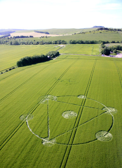 Burderop Down, Wiltshire crop circle, aerial photo 14