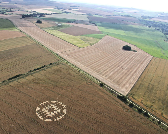 Overton Down, Wiltshire crop circle, aerial photo 2