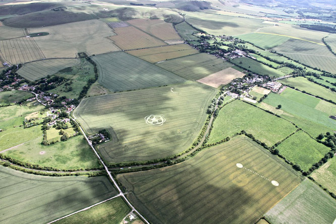 Honeystreet (2), Wiltshire crop circle, aerial photo 2