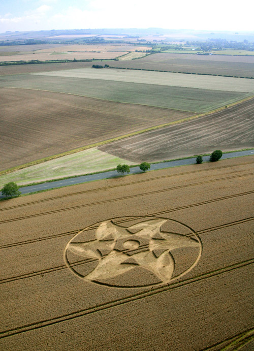 Crop Circle atKnoll Down, Wiltshire crop circle, aerial photo 6