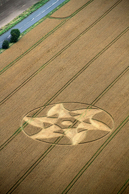 Crop Circle atKnoll Down, Wiltshire crop circle, aerial photo 11