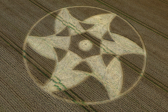 Crop Circle atKnoll Down, Wiltshire crop circle, aerial photo 5