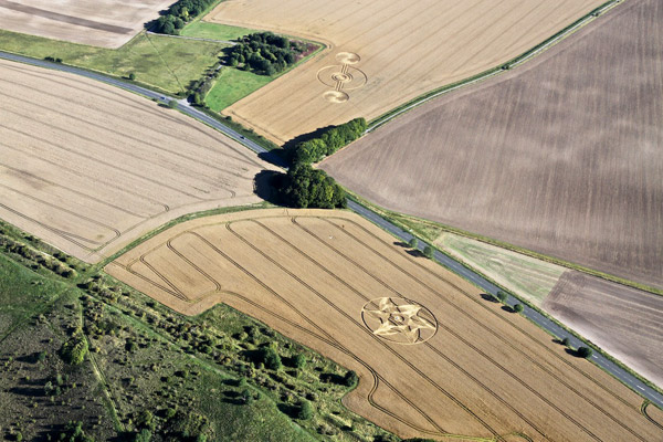 Crop Circle atKnoll Down, Wiltshire crop circle, aerial photo 2
